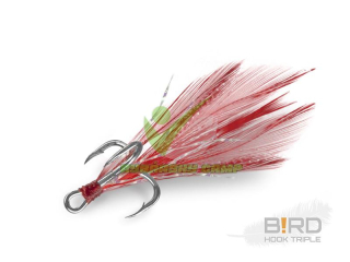 Delphin B!RD Hook TRIPLE / 3ks červené perie #8