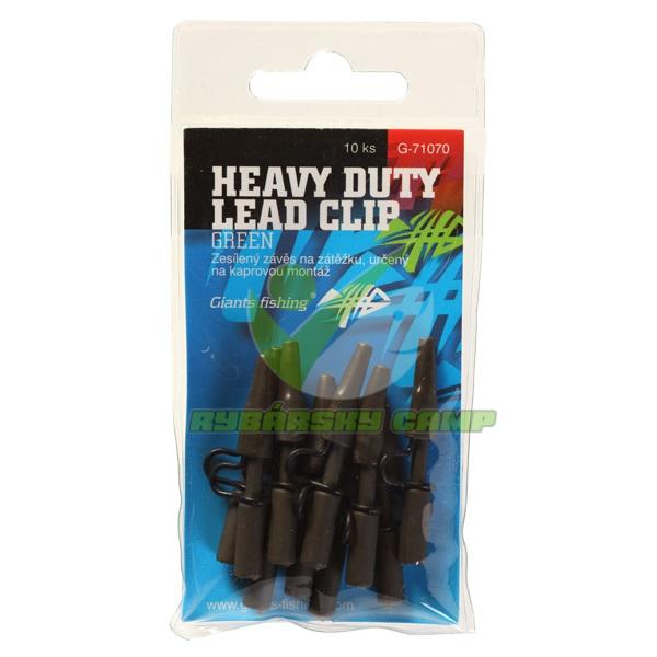 GIANTS FISHING BOČNÍ ZÁVĚS KOVOVÝ HEAVY DUTY LEAD CLIP GREEN, 10KS